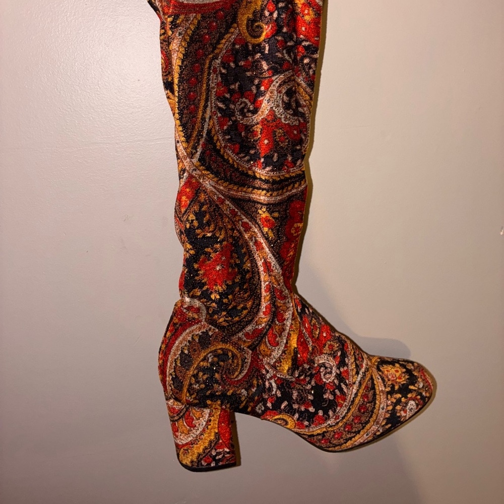 Diba Multicolor Paisley Heeled Boots